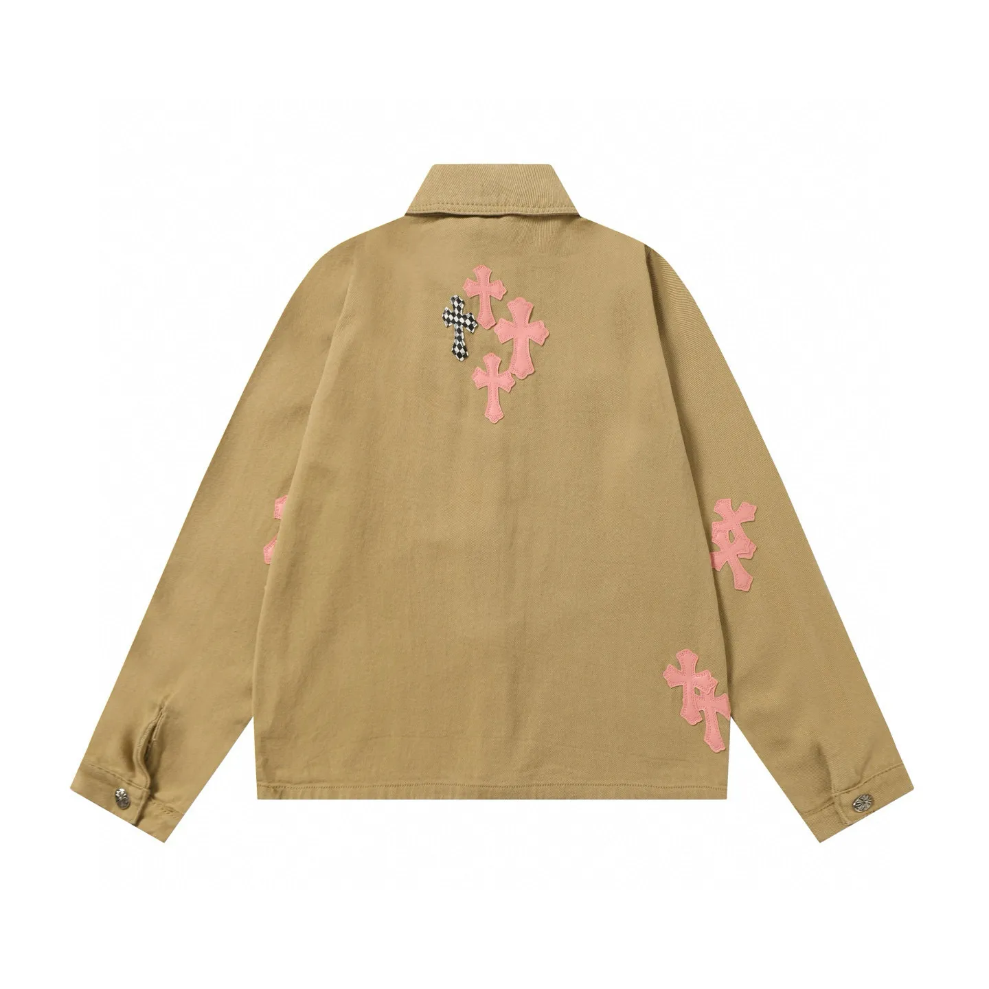 P350 Chrome Hearts Chrome Hearts cross-stitched leather embroidered shirt denim jacket Color: Picture color Code number: M-3XL